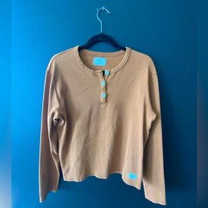 P & Co. Women’s Ribbed Henley (Rust Color)